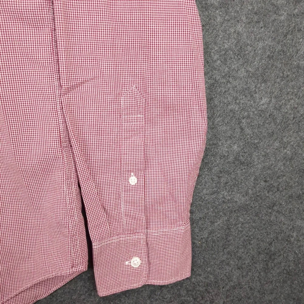J Crew Slim Untucked Flex Washed‎ Gingham Button Down Shirt Red White Size L